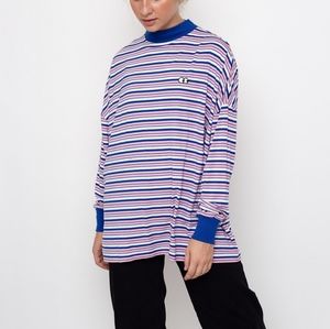 Lazy Oaf Weird Time in Tokyo Striped Jersey Long Sleeve Top M/L